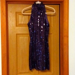 NITELINE NWT 💜PLUM 💜 COLOR SEQUINED HIGH NECKLINE HALTER PARTY DRESS SZ6